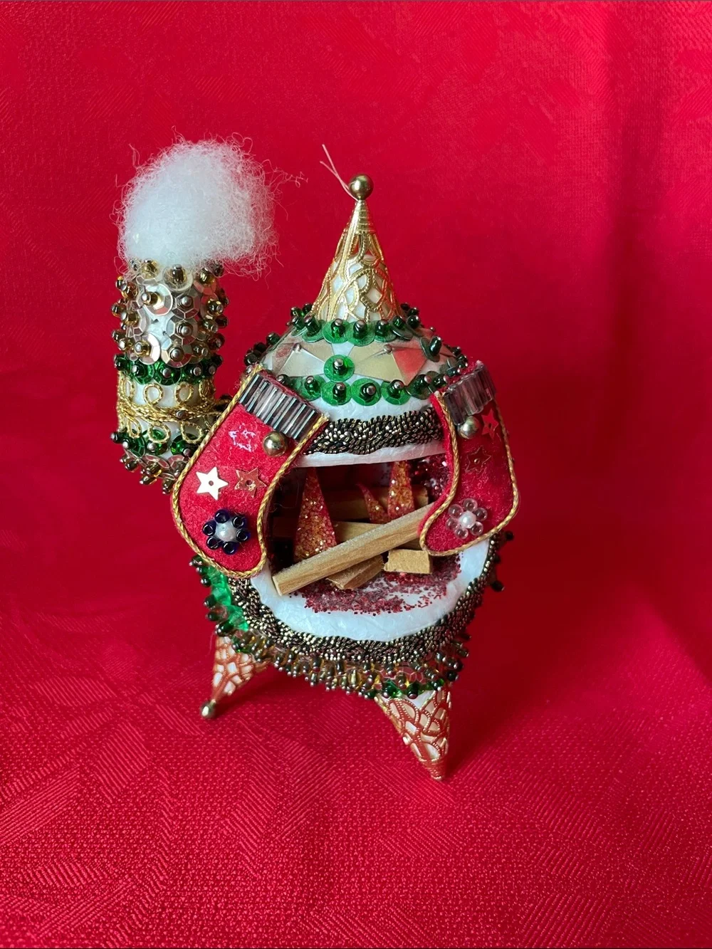 Handcrafted Blue and Multicolor Pins & Sequins Holiday Ornament Set of 5